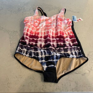 NWT Sporti Plus Size Shibori Ombre Swimsuit 24W